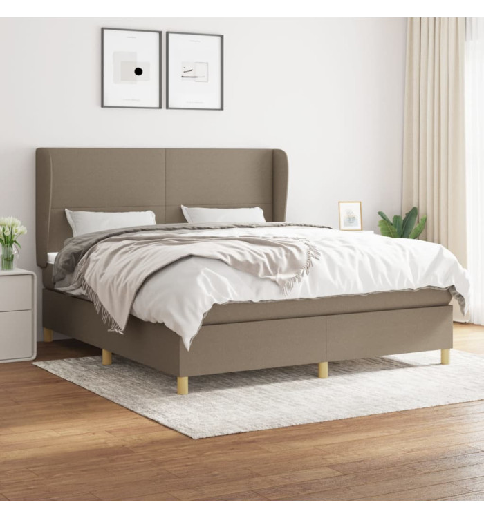 Sommier à lattes de lit avec matelas Taupe 180x200 cm Tissu | Mobilier & Déco