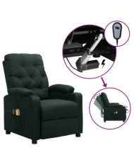 Fauteuil électrique de massage Vert foncé Tissu | Mobilier & Déco