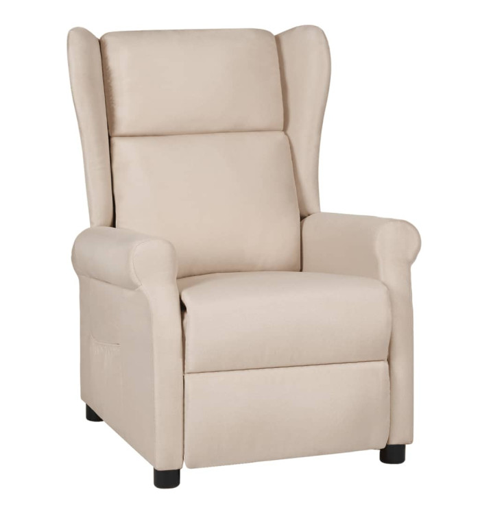 Fauteuil inclinable Crème Tissu | Mobilier & Déco