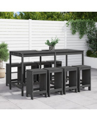 Ensemble de bar de jardin 9 pcs gris bois de pin massif | Mobilier & Déco