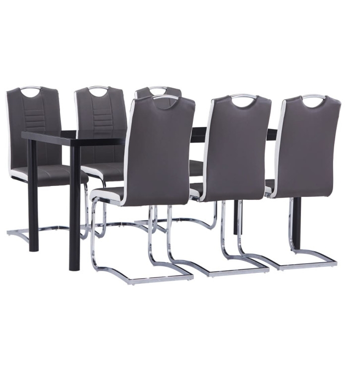 Ensemble de salle à manger 7 pcs Similicuir Gris | Mobilier & Déco