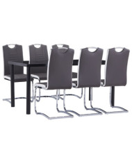 Ensemble de salle à manger 7 pcs Similicuir Gris | Mobilier & Déco