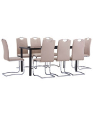 Ensemble de salle à manger 9 pcs Similicuir Cappuccino | Mobilier & Déco