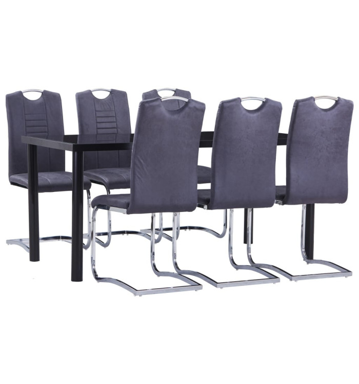Ensemble de salle à manger 7 pcs Similicuir daim Gris | Mobilier & Déco