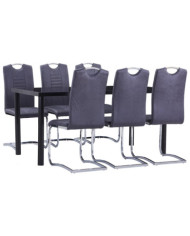 Ensemble de salle à manger 7 pcs Similicuir daim Gris | Mobilier & Déco