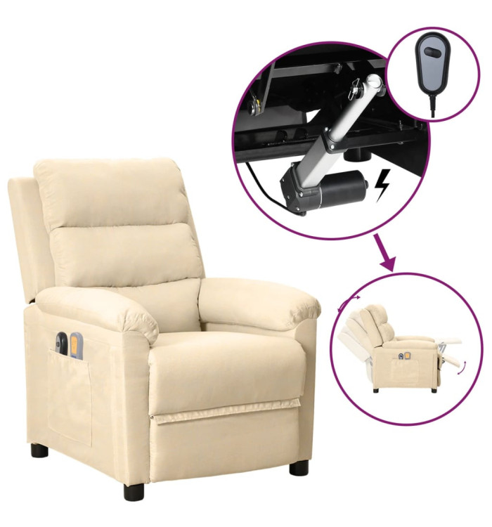 Fauteuil électrique de massage Crème Tissu | Mobilier & Déco