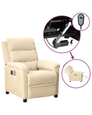 Fauteuil électrique de massage Crème Tissu | Mobilier & Déco
