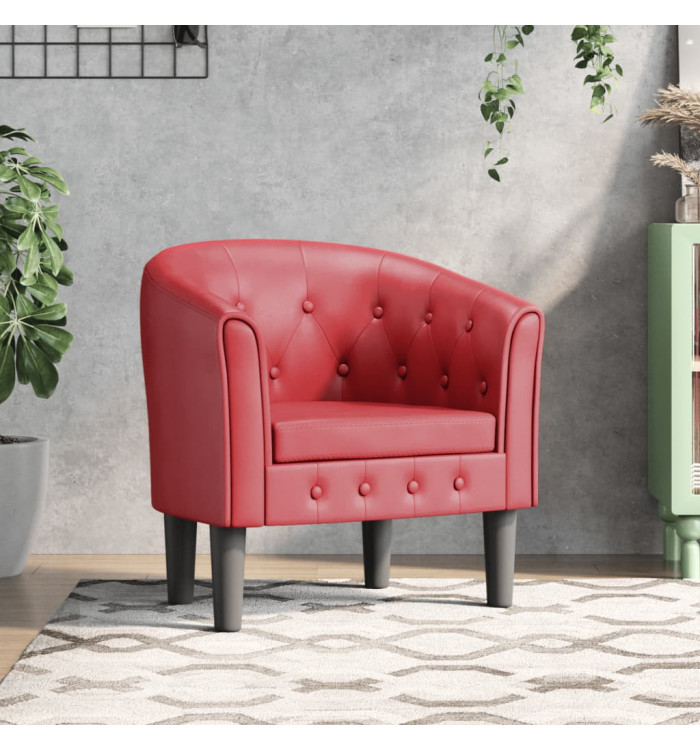 Chaise cabriolet rouge bordeaux similicuir | Mobilier & Déco