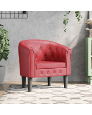 Chaise cabriolet rouge bordeaux similicuir | Mobilier & Déco