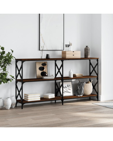 Table console chêne marron 200x28x80,5 cm bois d'ingénierie | Mobilier & Déco