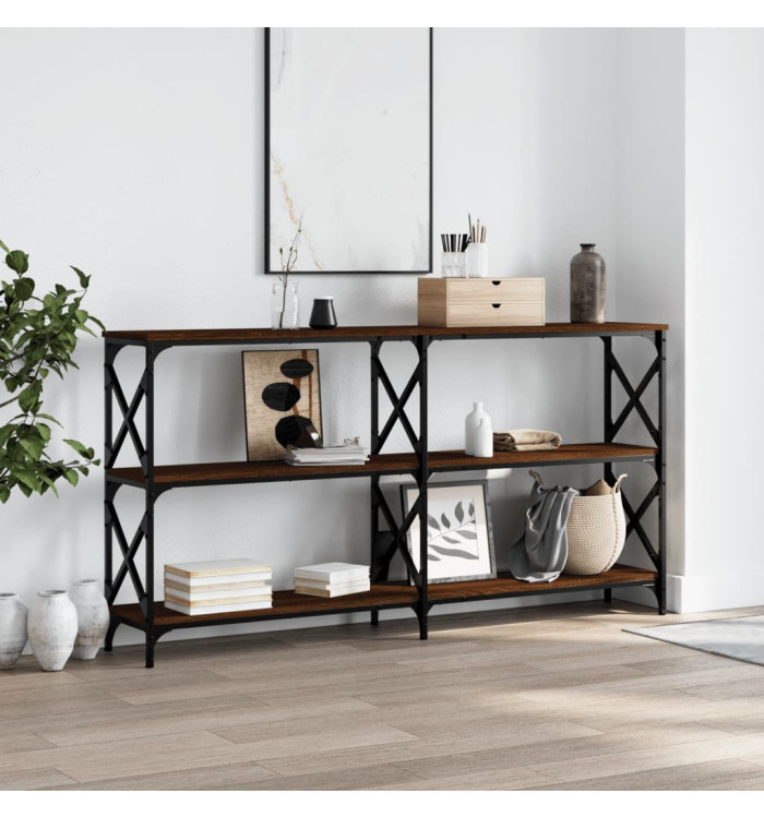 Table console chêne marron 200x28x80,5 cm bois d'ingénierie | Mobilier & Déco