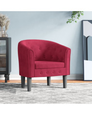 Fauteuil rouge bordeaux velours | Mobilier & Déco