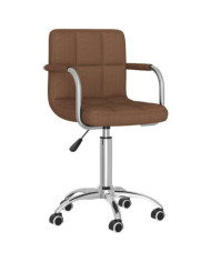 Chaise pivotante de salle à manger Marron Tissu | Mobilier & Déco