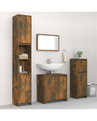 Ensemble de meubles de salle de bain 4 pcs Chêne fumé Bois | Mobilier & Déco
