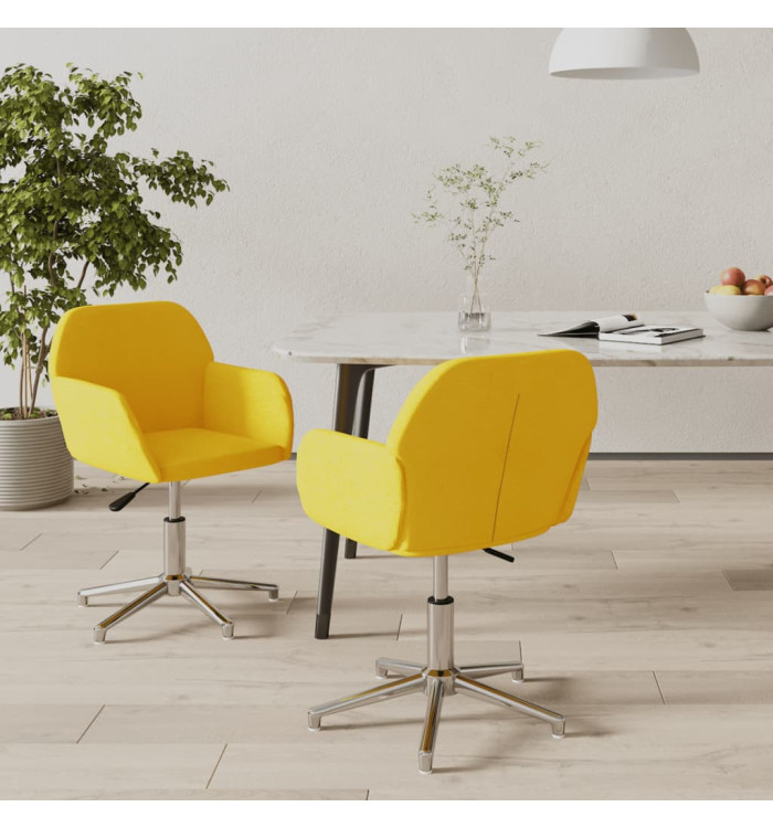 Chaises pivotantes à manger lot de 2 jaune moutarde tissu | Mobilier & Déco