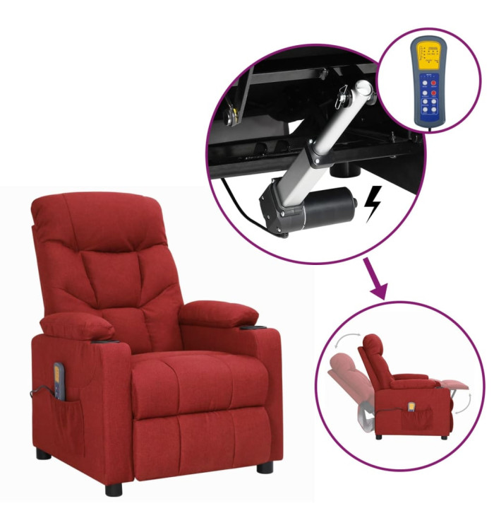 Fauteuil de massage Rouge bordeaux Tissu | Mobilier & Déco