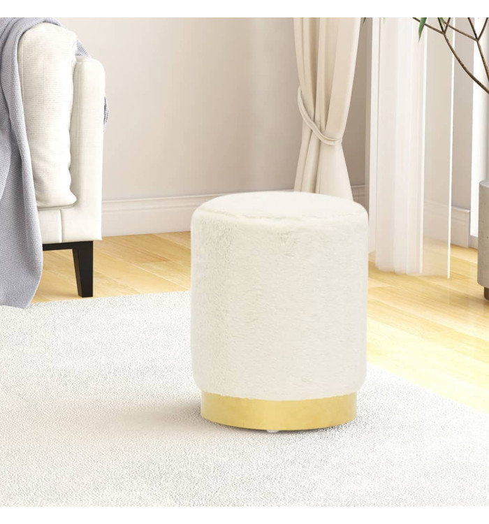 Tabouret rond Blanc Peluche | Mobilier & Déco