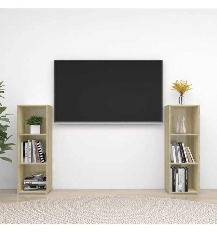 Meubles TV 2 pcs Chêne sonoma 107x35x37 cm Bois d'ingénierie | Mobilier & Déco