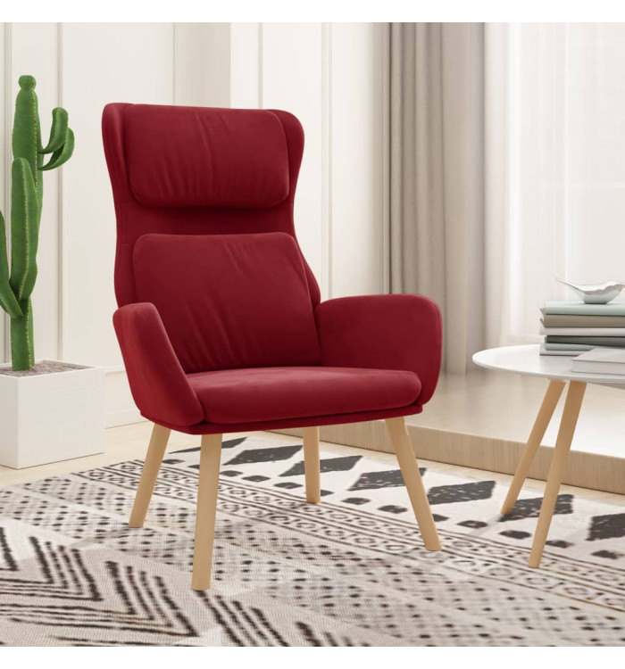 Chaise de relaxation Rouge bordeaux Velours | Mobilier & Déco