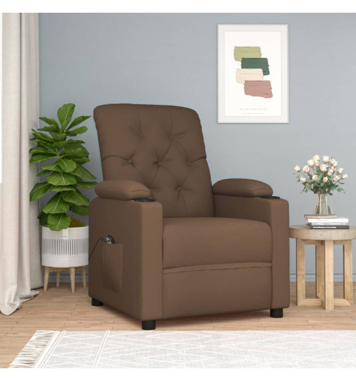 Fauteuil inclinable électrique Marron Tissu | Mobilier & Déco