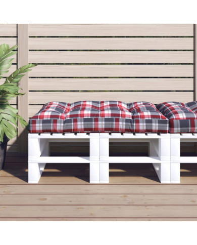 Coussin de palette motif à carreaux rouge 120x80x12 cm tissu | Mobilier & Déco