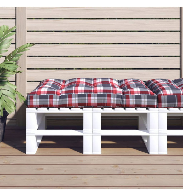 Coussin de palette motif à carreaux rouge 120x80x12 cm tissu | Mobilier & Déco