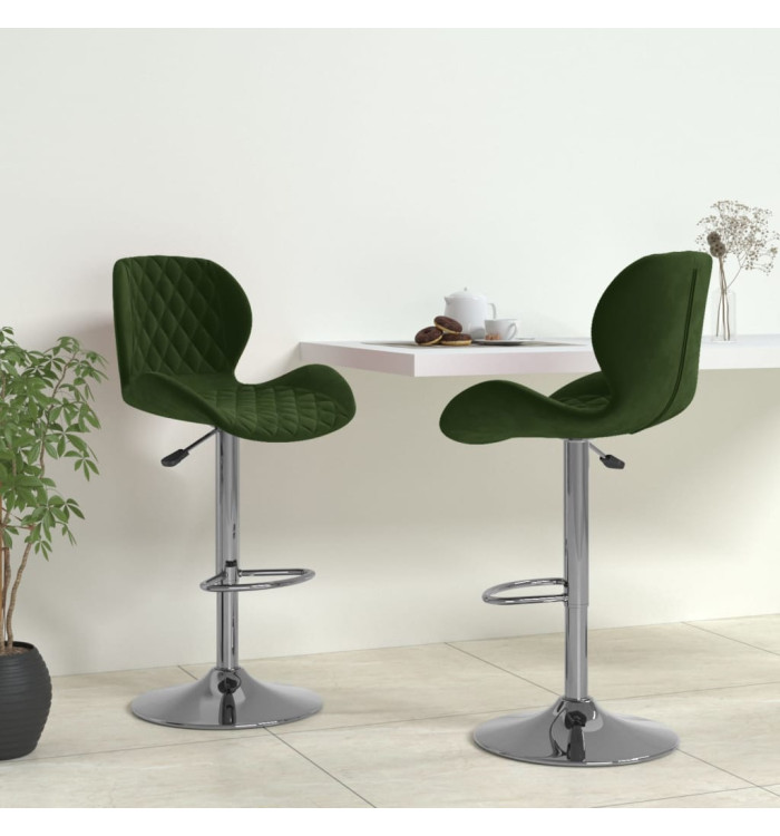 Tabourets de bar lot de 2 vert foncé velours | Mobilier & Déco