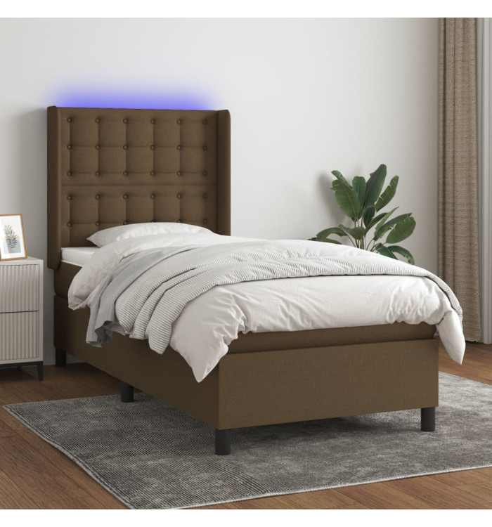 Sommier à lattes de lit matelas LED Marron foncé 80x200cm Tissu | Mobilier & Déco