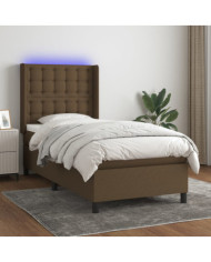 Sommier à lattes de lit matelas LED Marron foncé 80x200cm Tissu | Mobilier & Déco