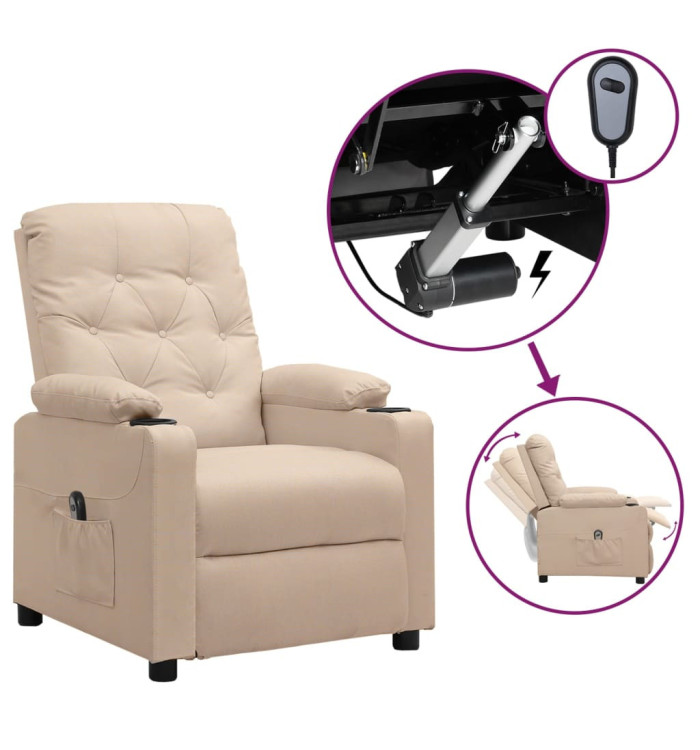 Fauteuil inclinable électrique Crème Tissu | Mobilier & Déco