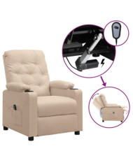 Fauteuil inclinable électrique Crème Tissu | Mobilier & Déco