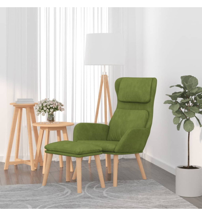 Chaise de relaxation avec tabouret Vert clair Velours | Mobilier & Déco