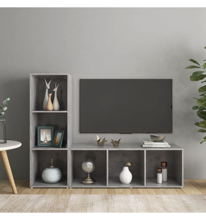 Meubles TV 2 pcs Gris béton 107x35x37 cm Bois d'ingénierie | Mobilier & Déco