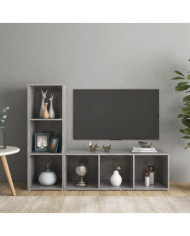 Meubles TV 2 pcs Gris béton 107x35x37 cm Bois d'ingénierie | Mobilier & Déco