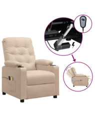 Fauteuil électrique de massage Crème Tissu | Mobilier & Déco