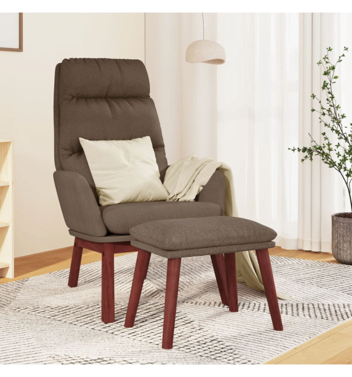 Chaise de relaxation avec tabouret Taupe Tissu | Mobilier & Déco
