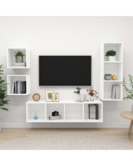Ensemble de meuble TV 4 pcs Blanc Bois d'ingénierie | Mobilier & Déco