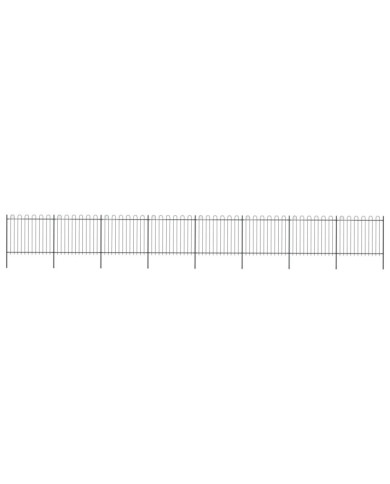 Clôture de jardin avec dessus en cerceau Acier 13,6x1,5 m Noir | Mobilier & Déco