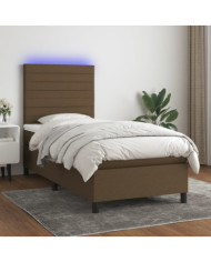 Sommier à lattes de lit et matelas et LED Marron foncé 80x200cm | Mobilier & Déco