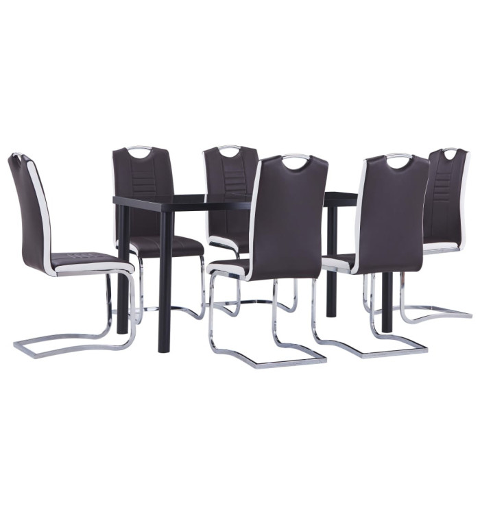 Ensemble de salle à manger 7 pcs Similicuir Marron | Mobilier & Déco