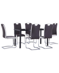 Ensemble de salle à manger 7 pcs Similicuir Marron | Mobilier & Déco