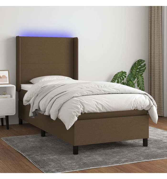 Sommier à lattes de lit matelas LED Marron foncé 80x200cm Tissu | Mobilier & Déco