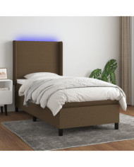 Sommier à lattes de lit matelas LED Marron foncé 80x200cm Tissu | Mobilier & Déco
