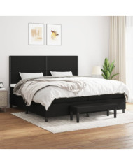 Sommier à lattes de lit avec matelas Noir 200x200 cm Tissu | Mobilier & Déco