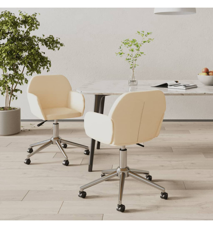 Chaises pivotantes à manger lot de 2 Crème Tissu | Mobilier & Déco