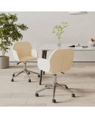 Chaises pivotantes à manger lot de 2 Crème Tissu | Mobilier & Déco