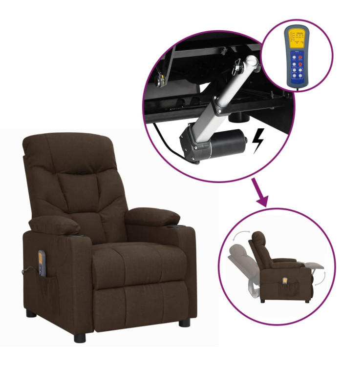 Fauteuil de massage Marron foncé Tissu | Mobilier & Déco