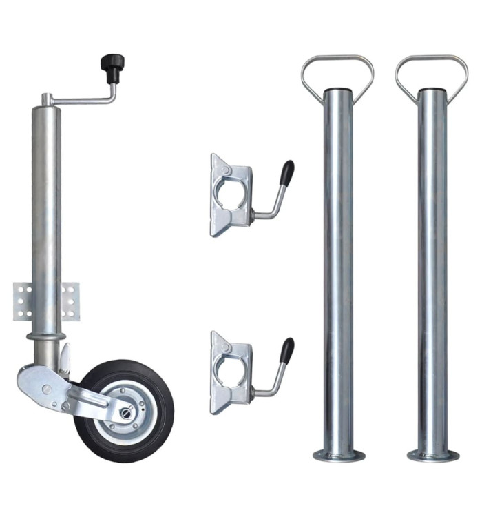 Roue cric de remorque 60 mm 2 tubes de support 2 pinces fendues | Mobilier & Déco