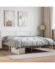 Cadre de lit métal sans matelas et tête de lit blanc 160x200 cm | Mobilier & Déco