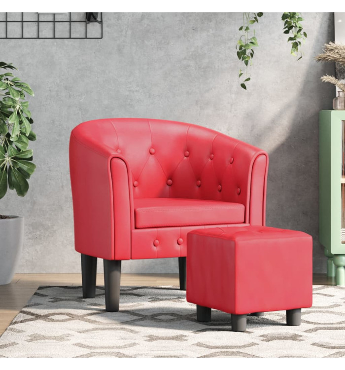 Chaise cabriolet avec repose-pied rouge similicuir | Mobilier & Déco